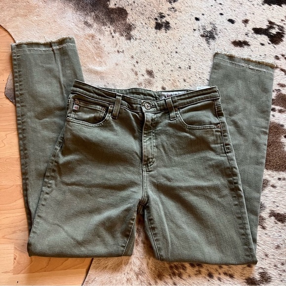 AG Adriano Goldschmied The Isabelle High Rise Straight Crop Green Jeans Size 28‎ - Picture 1 of 9